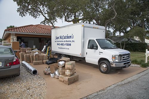 Sean McCutcheon's truck at a Sarasota home.